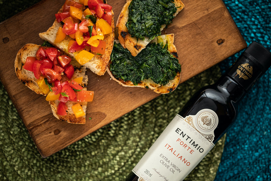 Tomato and Sautee Spinach Bruschetta