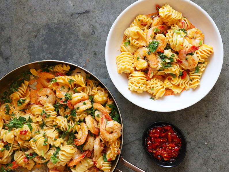 Shrimp Pasta with Chilis