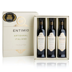 Entimio Gift-Box | 2023-24 Harvest Organic Extra Virgin Olive Oil Set, Early Harvest from Tuscany | 25.5 (3 x 8.5) fl oz