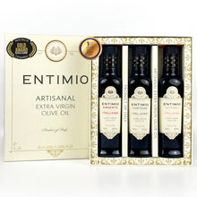 Entimio Collection Gift-Box | 2024-25 Harvest Organic Extra Virgin Olive Oil Set, Early Harvest from Italy | 25.5 (3 x 8.5) fl oz