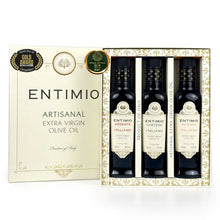 Entimio Collection Gift-Box | 2025-2026 Early Harvest Organic Extra Virgin Olive Oil Set from Italy | 25.5 (3 x 8.5) fl oz