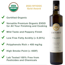 Entimio Italiano | 2023-24 Harvest Delicate Organic Extra Virgin Olive Oil, Award-Winning | 16.9 fl oz