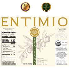 Entimio Italiano | 2024-25 Harvest Versatile Organic Extra Virgin Olive Oil, Award-Winning | 16.9 fl oz