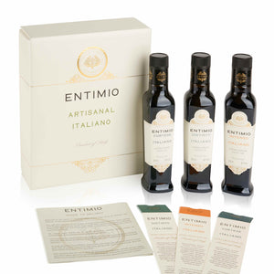 Entimio Gift-Box | 2023-24 Harvest Organic Extra Virgin Olive Oil Set, Early Harvest from Tuscany | 25.5 (3 x 8.5) fl oz