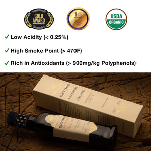 Entimio Intenso | 2024-25 Harvest Organic Extra Virgin Olive Oil, Early Harvest from Puglia | 4 x 8.5 fl oz